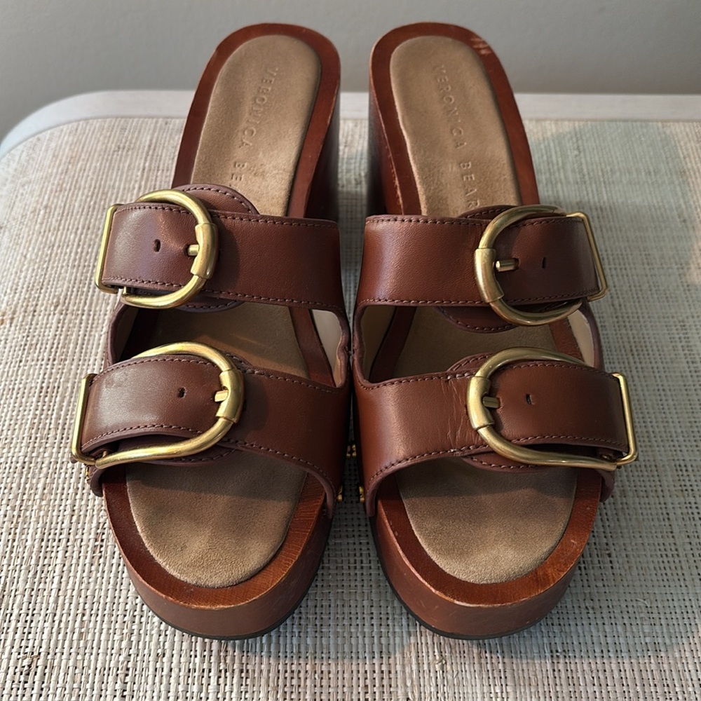 Veronica Beard wooden mules size 8